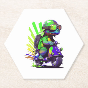 Funny farbige Schildkröte auf einer Scooter-Kopie Untersetzer