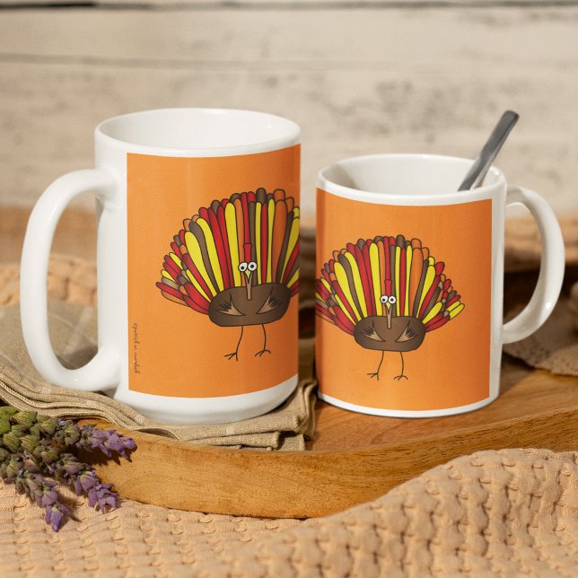 Funny, farbiger Cartoon Erntedank Türkei Kaffeetasse (Hey, check out this awesome holiday turkey mug! Available in both 15oz and 11oz size!)