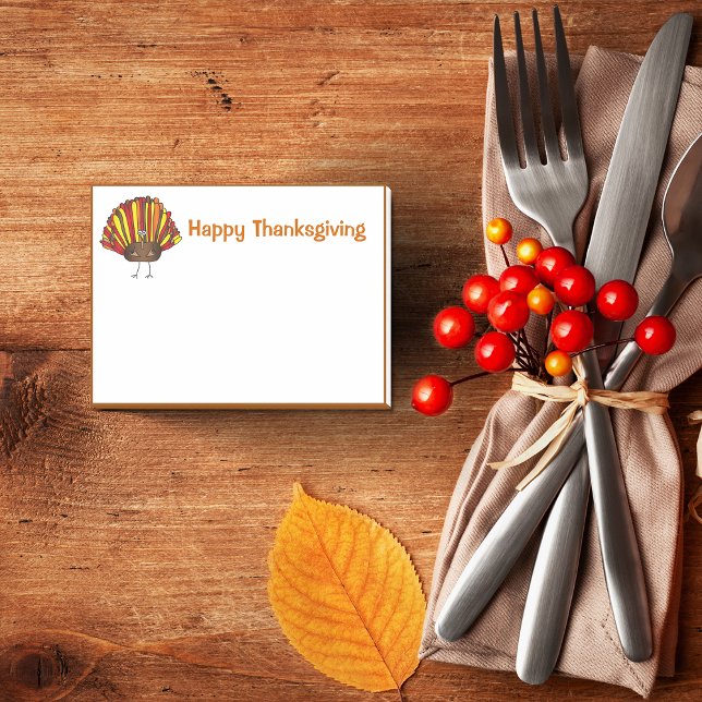 Funny, farbiger Cartoon Erntedank Türkei Post-it Klebezettel (Hey! Check out this most excellent cartoon turkey post-it note pad!)