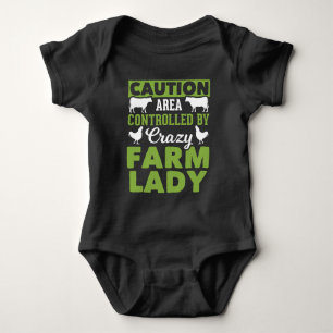 Funny Farm Ehefrau Crazy Farm Lady Baby Strampler