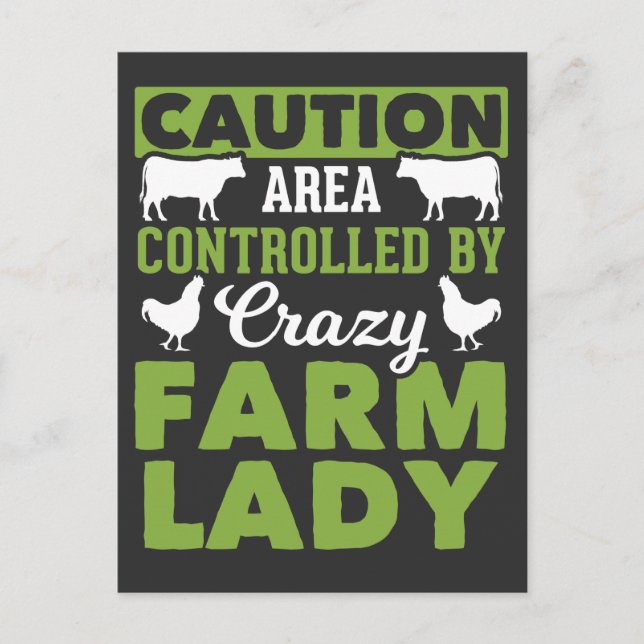 Funny Farm Ehefrau Crazy Farm Lady Postkarte (Vorderseite)