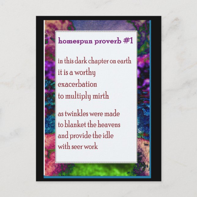 Funny Farm Gedicht Card #11 Postkarte (Vorderseite)