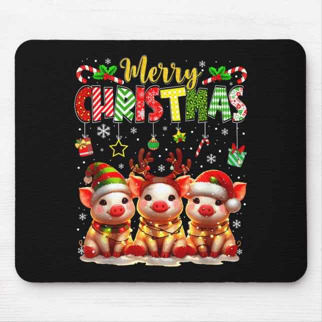 Funny Farmer Merry Christmas Reindeer Santa Gs Fam Mousepad (Vorne)