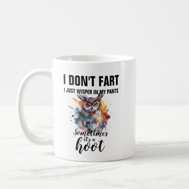 Funny Fart Whisper Owl Mug - Hoot Custom Coffee Kaffeetasse (Links)
