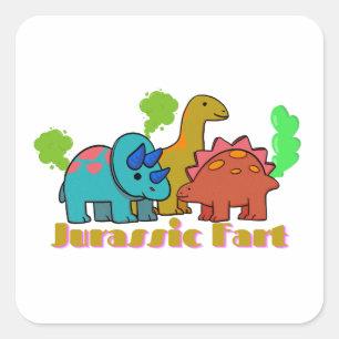 Funny Farting Dinosaurier Quadratischer Aufkleber