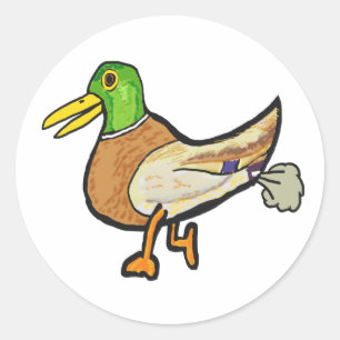Funny Farting Duck Runder Aufkleber