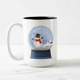 Funny Farting Snowmen Snowglobe Zweifarbige Tasse