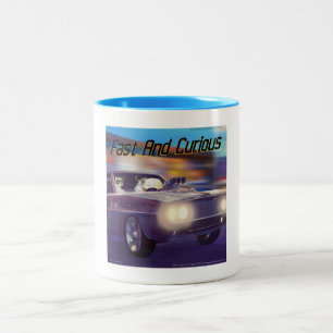 Funny Fast Cats Rick London Cartoon Zweifarbige Tasse