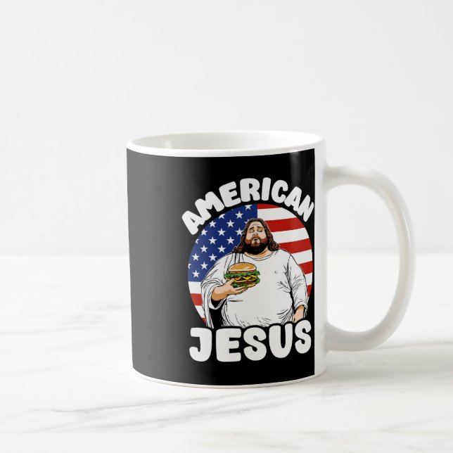 Funny Fat American Jesus Hamburger Sarcastic 4th O Kaffeetasse (Rechts)