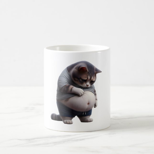 Funny Fat Cat Chubby Chonk Cat Feline Pet Lovers Kaffeetasse (Mittel)