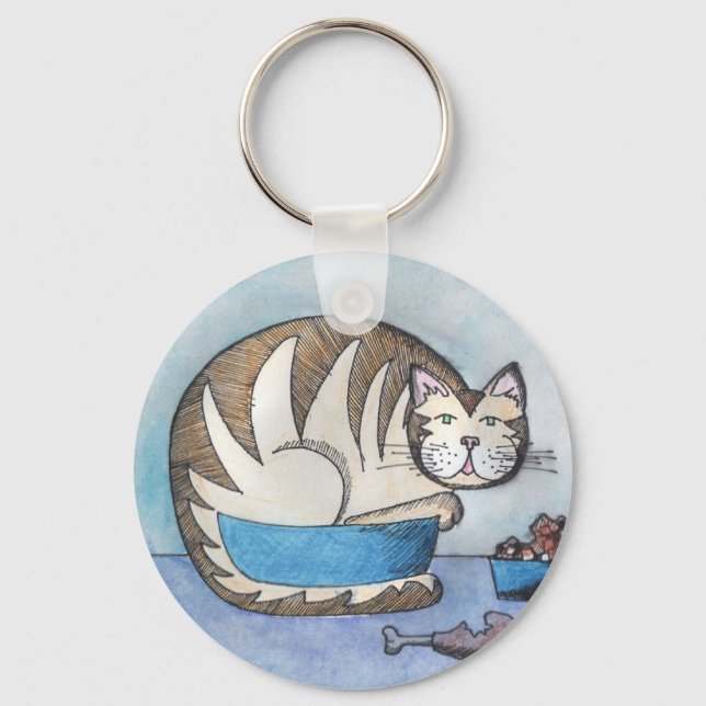 Funny Fat Cat Custom Key Chain Schlüsselanhänger (Vorderseite)