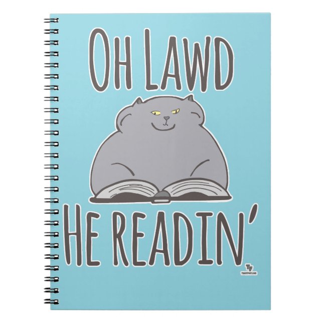 Funny Fat Cat He Reading Fun Feline Cartoon Notizblock (Vorderseite)