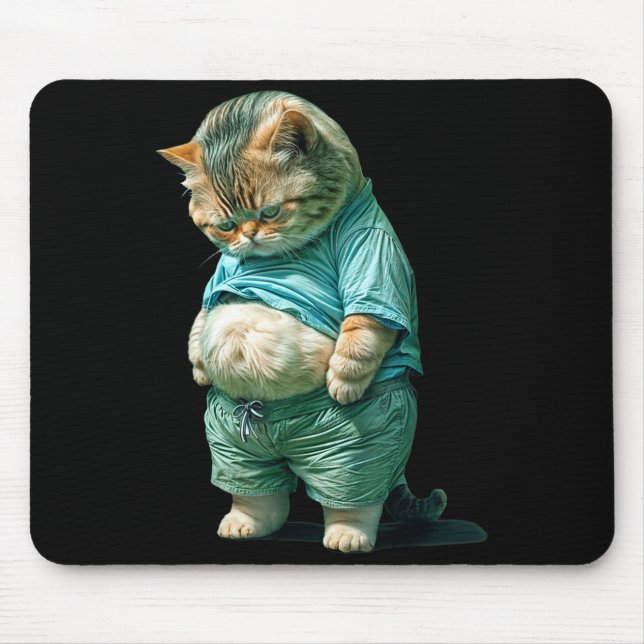 Funny Fat Cat Ia Art Design Print  Mousepad (Vorne)