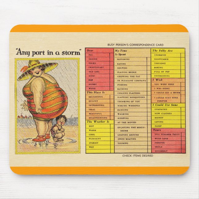 Funny Fat Lady on Beach Mousepad (Vorne)