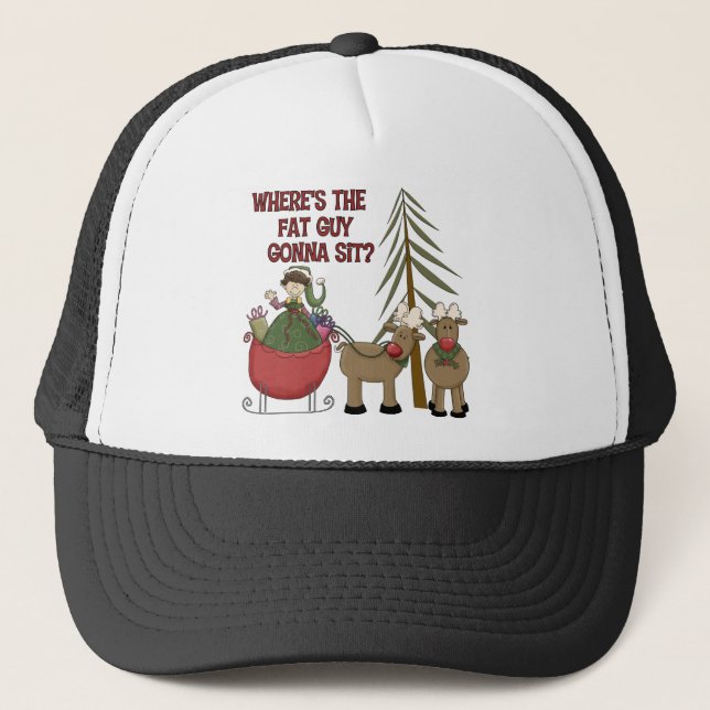 Funny Fat Typ Weihnachten Baseball Cap/Hut Truckerkappe (Vorderseite)