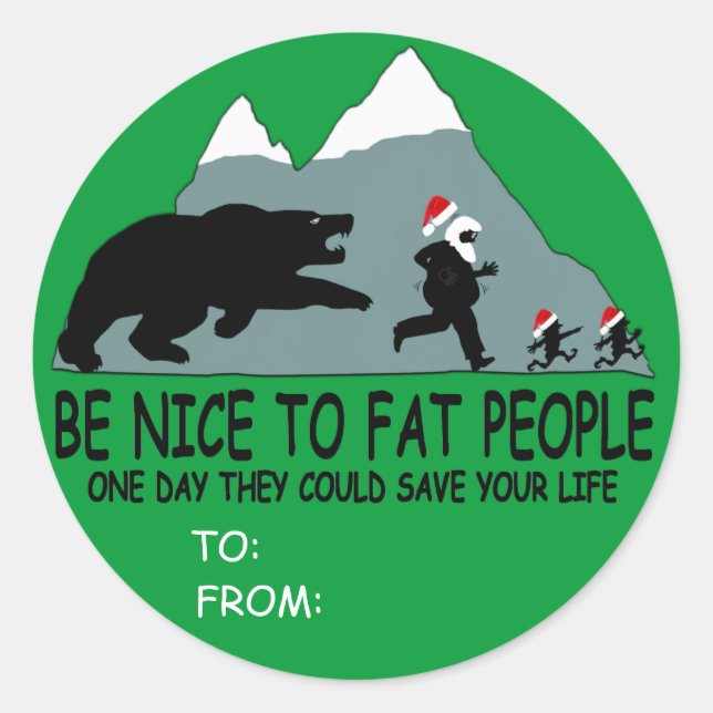 Funny fat Weihnachtsgeschenk Runder Aufkleber (Vorderseite)