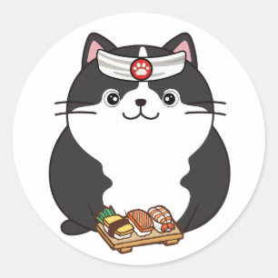 Funny Fats ist ein Sushi-Koch Runder Aufkleber