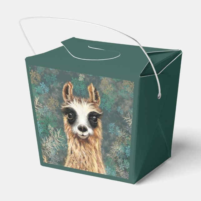 Funny Favor Box mit Curry Playful Llama Geschenkschachtel (Rückseite)