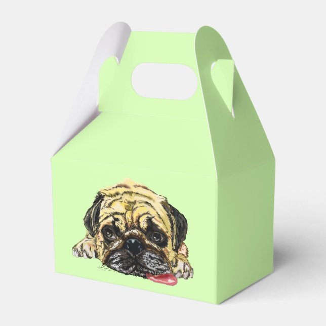 Funny Favor Box mit Fun Tired Mops Dog Geschenkschachtel (Vorderseite)