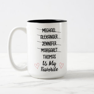 Funny Favorite Child Tasse mit 5 Namen Eigenes Ges