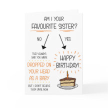 Funny Favorite Sister Birthday Card