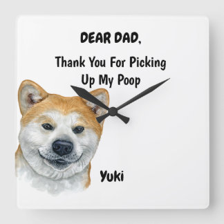 Funny Fawn Akita Inu Vater Watercolor Cappella San Quadratische Wanduhr