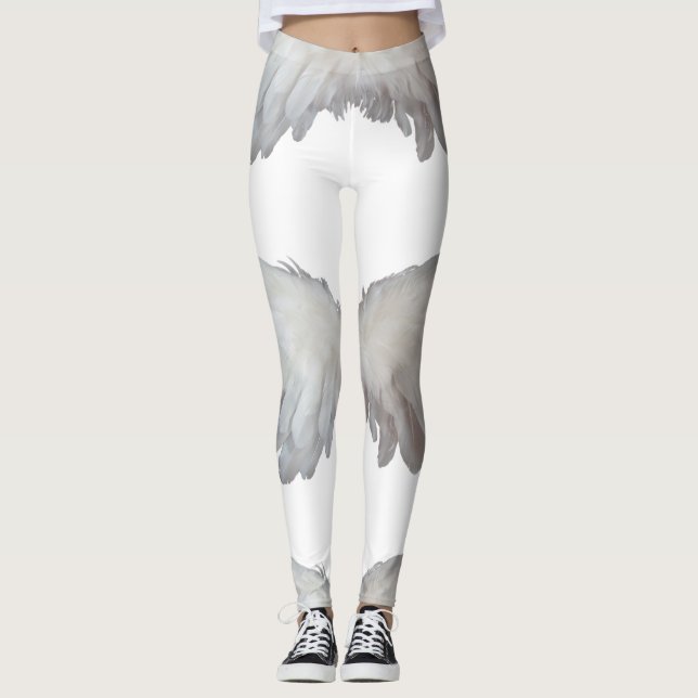 Funny Feathers Angel Wings Feather White Leggings (Vorderseite)