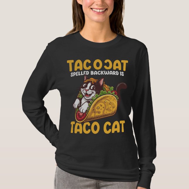 Funny Feline TacoCat rückwärts geschrieben Taco Ca T-Shirt (Vorderseite)
