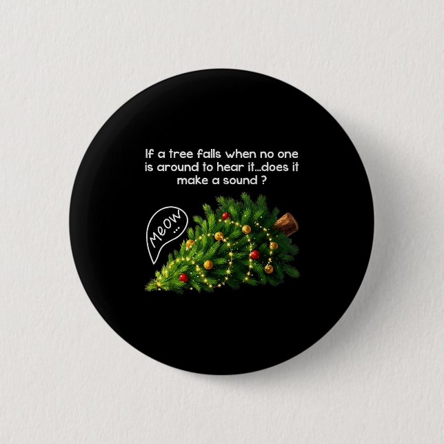 Funny Felines Pushing Christmas Tree Ugly Xmas Paj Button (Vorderseite)
