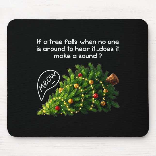 Funny Felines Pushing Christmas Tree Ugly Xmas Paj Mousepad (Vorne)