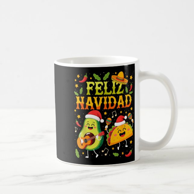 Funny Feliz Navidad Avocado Tacos Mexican Christma Kaffeetasse (Rechts)