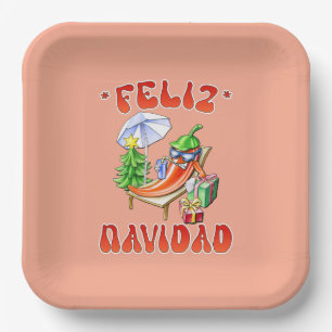 Funny Feliz Navidad Niedlicher Chili Pappteller