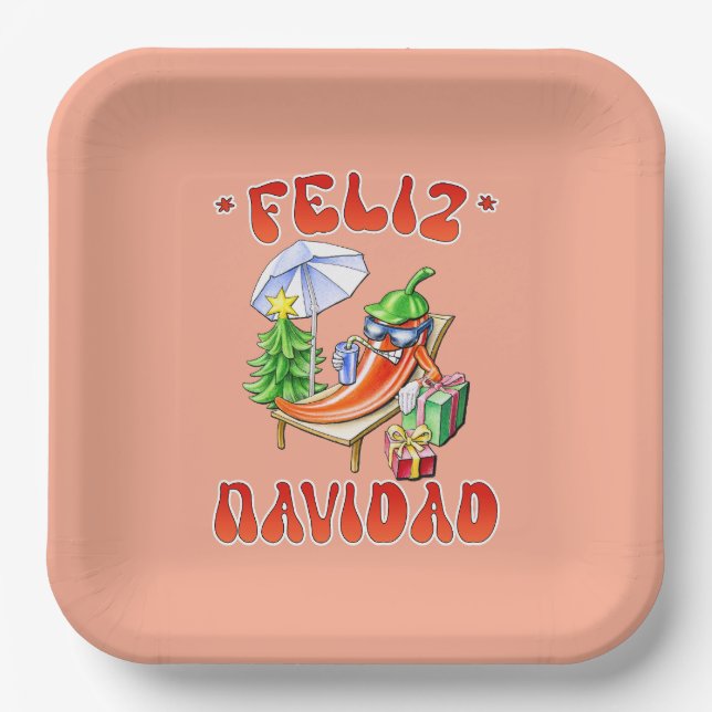 Funny Feliz Navidad Niedlicher Chili Pappteller (Vorderseite)