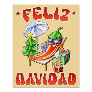 Funny Feliz Navidad Niedlicher Chili Poster