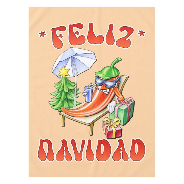 Funny Feliz Navidad Niedlicher Chili Tischdecke (Vorderseite)