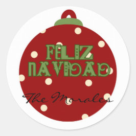 Funny feliz navidad runder aufkleber