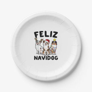 Funny Feliz Navidog Australian Shepherd Hundeliebh Pappteller