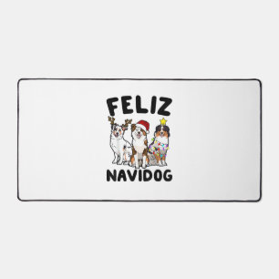 Funny Feliz Navidog Australian Shepherd Hundeliebh Schreibtischunterlage