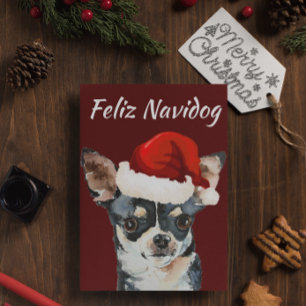 Funny Feliz Navidog Chihuahua Feiertagspostkarte