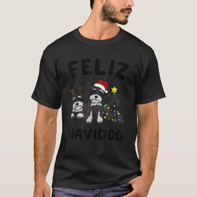 Funny Feliz Navidog Miniature Schnauzer dog lover  T-Shirt (Vorderseite)