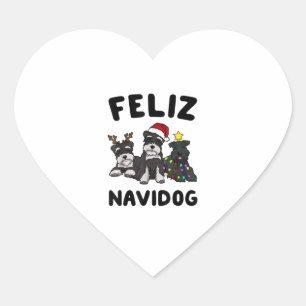 Funny Feliz Navidog Miniature Schnauzer Hundeliebh Herz-Aufkleber