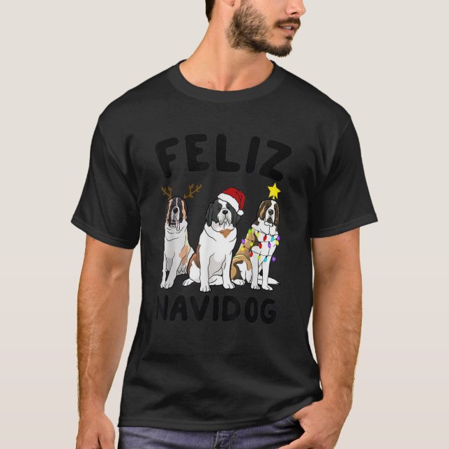 Funny Feliz Navidog St Bernard dog lover gift Chri T-Shirt (Vorderseite)