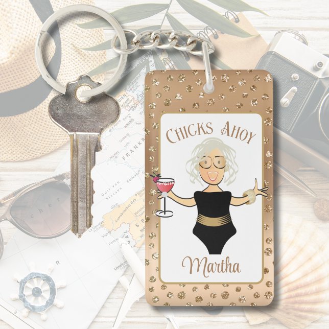 Funny Female Cartoon Grau Hair Parco Civico-Ciani Schlüsselanhänger (Von Creator hochgeladen)