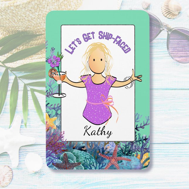 Funny Female Cartoon Tropical Vacation Cruise Magnet (Von Creator hochgeladen)