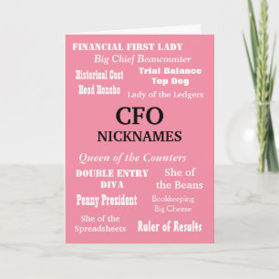 Funny Female CFO Joke Birthday Grußkarte Karte