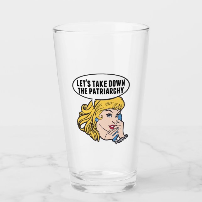 Funny Feminist Pop Art Anti Patriarchat Retro Frau Glas (Vorderseite)