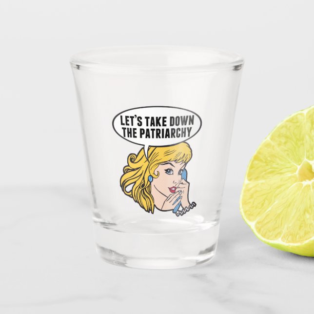 Funny Feminist Pop Art Anti Patriarchat Retro Frau Schnapsglas (Vorderseite)