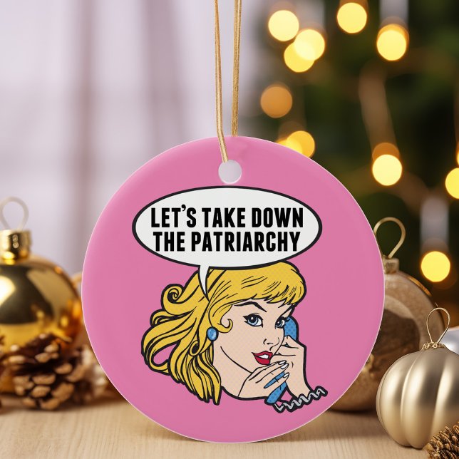 Funny Feminist Pop Art Anti Patriarchat Zitat Pink Ornament Aus Glas (Von Creator hochgeladen)