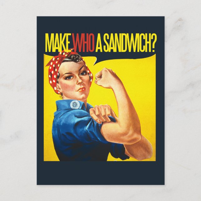 Funny Feminist Rosie Riveter Spaß Postkarte (Vorderseite)