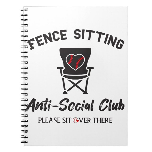 Funny Fence sitzt Anti Social Club Baseball Soft Notizblock (Vorderseite)